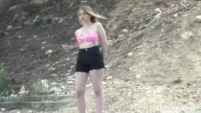 Pretty blonde whore gives best blowjob on the road