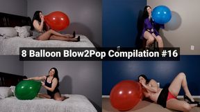 8 Balloon Blow2Pop Compilation #16 - B2P Red Blue & Clear Balloon Latex Pops - WMV 1080p HD