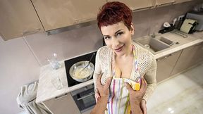 Step son fucks and cums on MILF's big natural tits