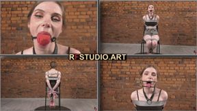 Meloxy - Tape bondage on a chair and gag test for a gorgeous lady (FULL HD MP4)