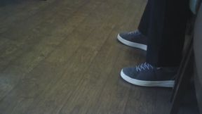 Watching TV Toe wiggling in Blue Sneakers