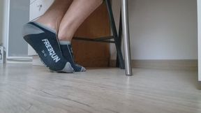 Quiet Office Moment â€“ Grey Socks are Coming off... Bare Feet Unnoticed Under the Desk ðŸ‘€