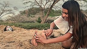 Sand Buried For Foot Tickling! (low res mp4)