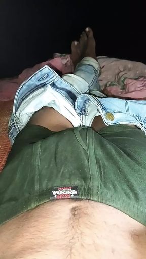 Massaging of my long black dick