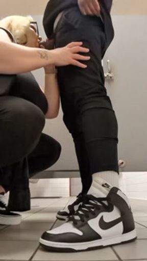 Risky restroom sex at public bowling alley with Him. BadBlondieMonroe