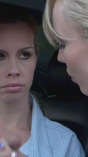 Stunning moment from "A stunning lesbian blonde is comforting another sex depraved stunner in the parking lot"