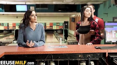 Step Mom And Step Daughter Armani Black & Aubrey Babcock Get Fucked While Bowling - FreeUse Milf