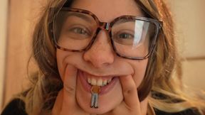 Giantess stepsister face fetish she makes grimaces ahegao faces and silly expressions for her tiny stepbrother while he enjoys watching all the faces she makes for him