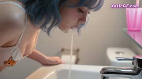 Horny Chinese Idol Yuki trying the Newest Vibrator in Public Bathroom and Squirting All Over PT.1
