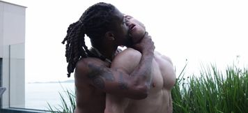 Erotic bedroom anal romance between a black male and his white boyfriend