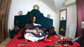 French Downjacket Fetish in Bed. Puffer Rubbing, Soft Tease and Masturbation