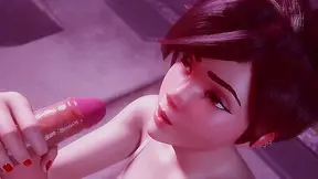 Tracer Pleasures Widowmaker with Steaming Blowjob in Hot Overwatch Fant4sy