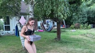 Tight babe with a trimmed hole getting screwed in public