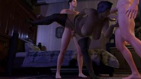 Two White Boys Fuck a Thick Black BBW MILF Standing up