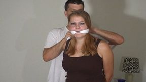 MP4 Format 18 year old Katie K gagged and elbows tied MP4 Format