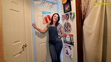 Amatuer Blake Jones wetting her jean overalls