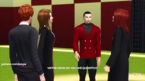 Ginny and Hermione gangbang Viktor Krum in front of humiliated Ron