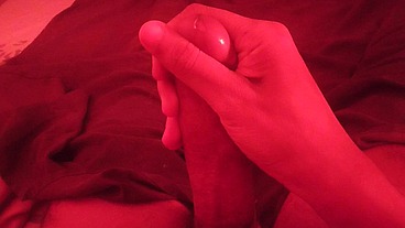 Big Cock Leaking Precum Close Up While Stroking Slowly