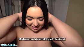 Spanish Brunette flaunts massive natural tits in the snow & begs for a cumshot