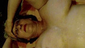 Messy cumshots on my mature BBW wife's flabby belly