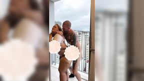 Outdoor intimacy on a balcony