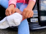 Katis 6 days dirty sweaty socks and Sweaty Shoes Fila sneakers shoeplay lick my dirty sneakers clean