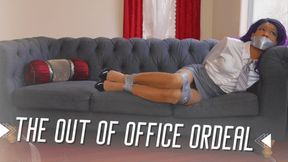 The Out Of Office Ordeal: TAPE BOUND BABE SQUIRMS IN SATIN BLOUSE ON SOFA IN 4K