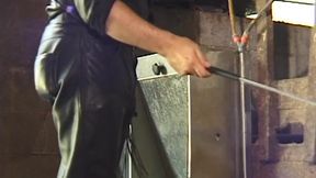 Mature MILF in Red Latex Drains Cock in Barn