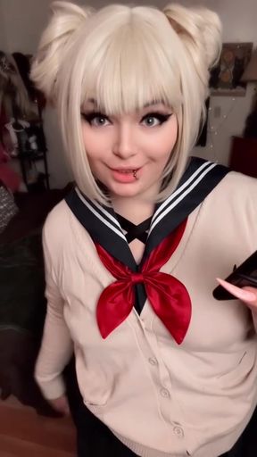 Blonde solo girl in public shows off her toga