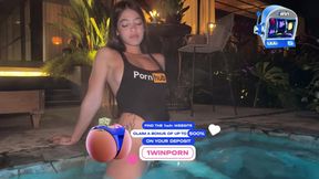 They fuck me wildly in a jacuzzi! I love his big cock.