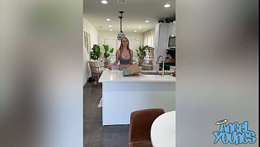 Delivery Guys Gets Lucky and Fucks Huge Titty Blonde Customer - Angel Youngs -