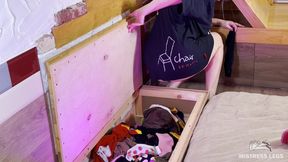 My Slave Lives in a Bedside Chest with My Dirty Laundry, Socks, and Tights