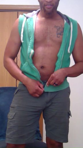 Jerking off in My Green Vest for a Friend