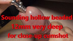 Sounding hollow beaded 12mm rod very deep w Cumshot &amp; live audio