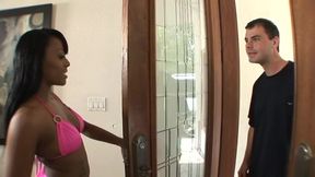 White guy fucks a black chick after getting head then cums in her ass