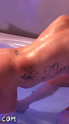 Cute little slut gets caught fucking stranger in her grandpa's hot tub   Clip 1