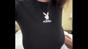 Busty stepmom shows off her natural tits in a short tank top while getting