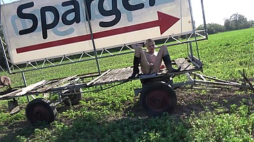 HARDEST OUTDOOR GANGBANG with skinny blonde - FARMERS GET TO FUCK FOR FREE!