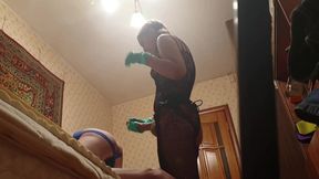 Dominant Mistress Pegs Submissive Man in Intense Doggystyle Encounter
