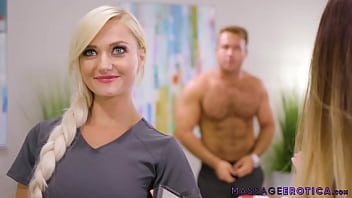 Morgan Rain rides a client after giving massage passionately