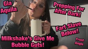 From The Front! Gia Aquila Drinks Milkshake While Farting on Slaves Face! - POV - Gia Aquila