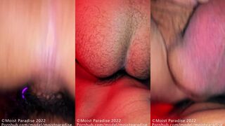 Moist Paradise grinds on a straight friend's ass while getting a raw anal orgasm