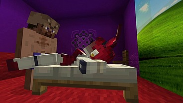 Minecraft FNAF Decor Mod- Some real nice poses from an animatronic, a hand job and sex on a bed