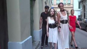Two European Girls And Public With Steve Holmes &mdash;  Antonio Ross And Lyen Parker
