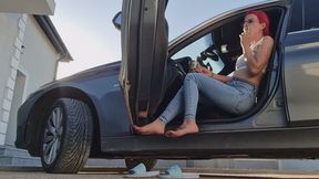 Nicotine Craving Driver Girl – Relaxing Denim Smoking POV