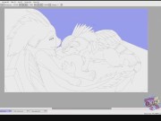 Gojira and Bat Blowjob - Speedpaint (Commission)