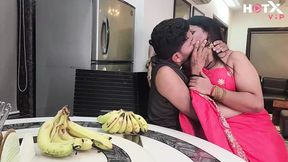 Indian aunt seduces nephew, exposing enormous breasts, removing sari, and riding his eager cock&#x1F32D;.