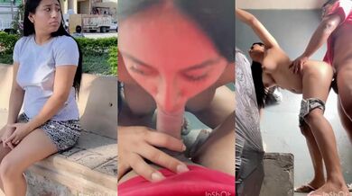 Migrante choked in the street gets her pussy stuffed with cum for cash