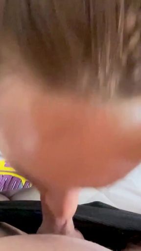 Spontaneous amateur blowjob on the bed with cum in mouth - Pantera Nika   Clip 1