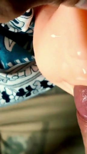 gently and for a long time fucked a sexy realistic mouth until he filled his mouth full of hot sperm   Clip 2